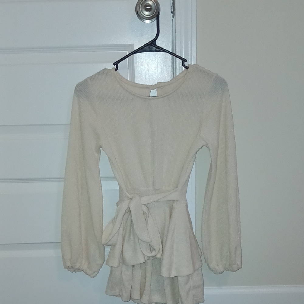 Chic Cream Long Sleeve Women's Blouse